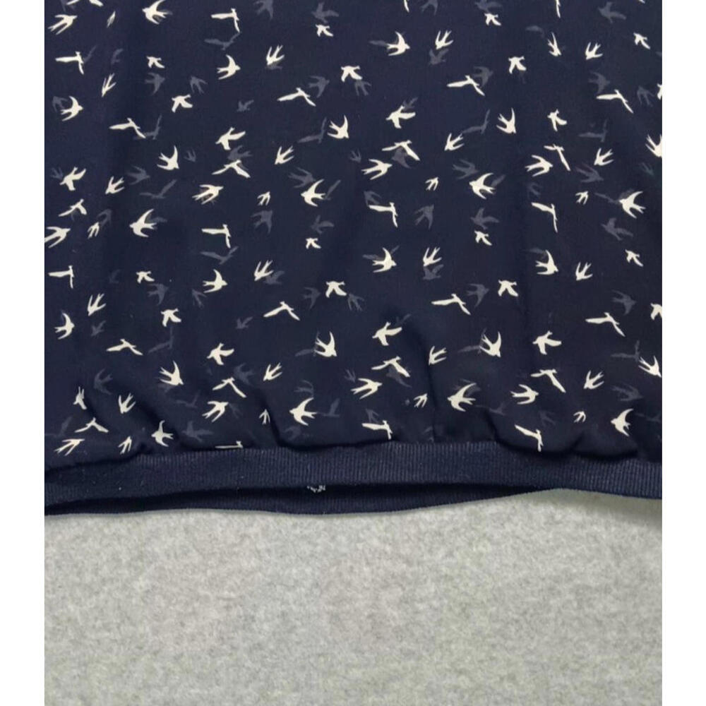Wishful Park Long Sleeve Sheer Mesh Blouse Womens Size S Navy Blue Birds - Picture 4 of 11